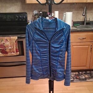 Victoria's Secret Blue Space-Dye Zip Front Long Sleeve Top